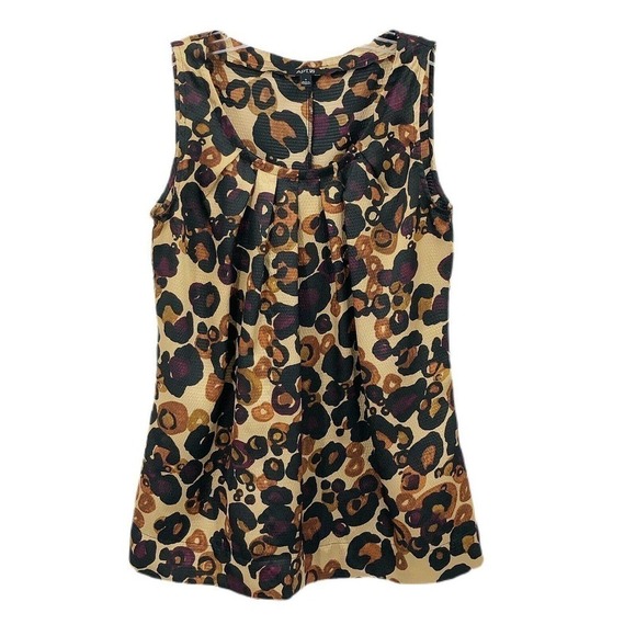 Apt. 9 Sleeveless Peplum Top Multicolor Print Pleated Scoop Neck Women's Size S - Picture 1 of 12